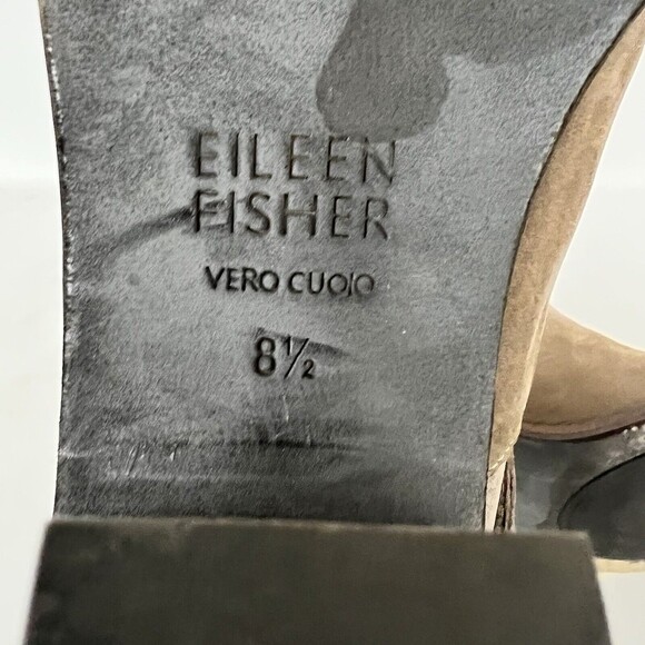 Eileen Fisher Womens Size 8.5 Brown Open Toe Leather Booties - Picture 7 of 7